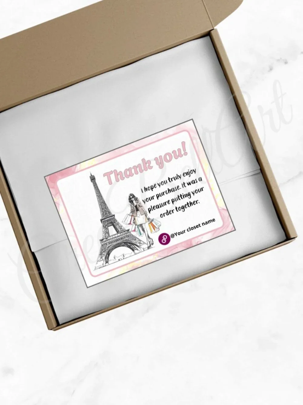 100 Personalized Paris Fashion Thank You Cards Small Business, 4×3 in